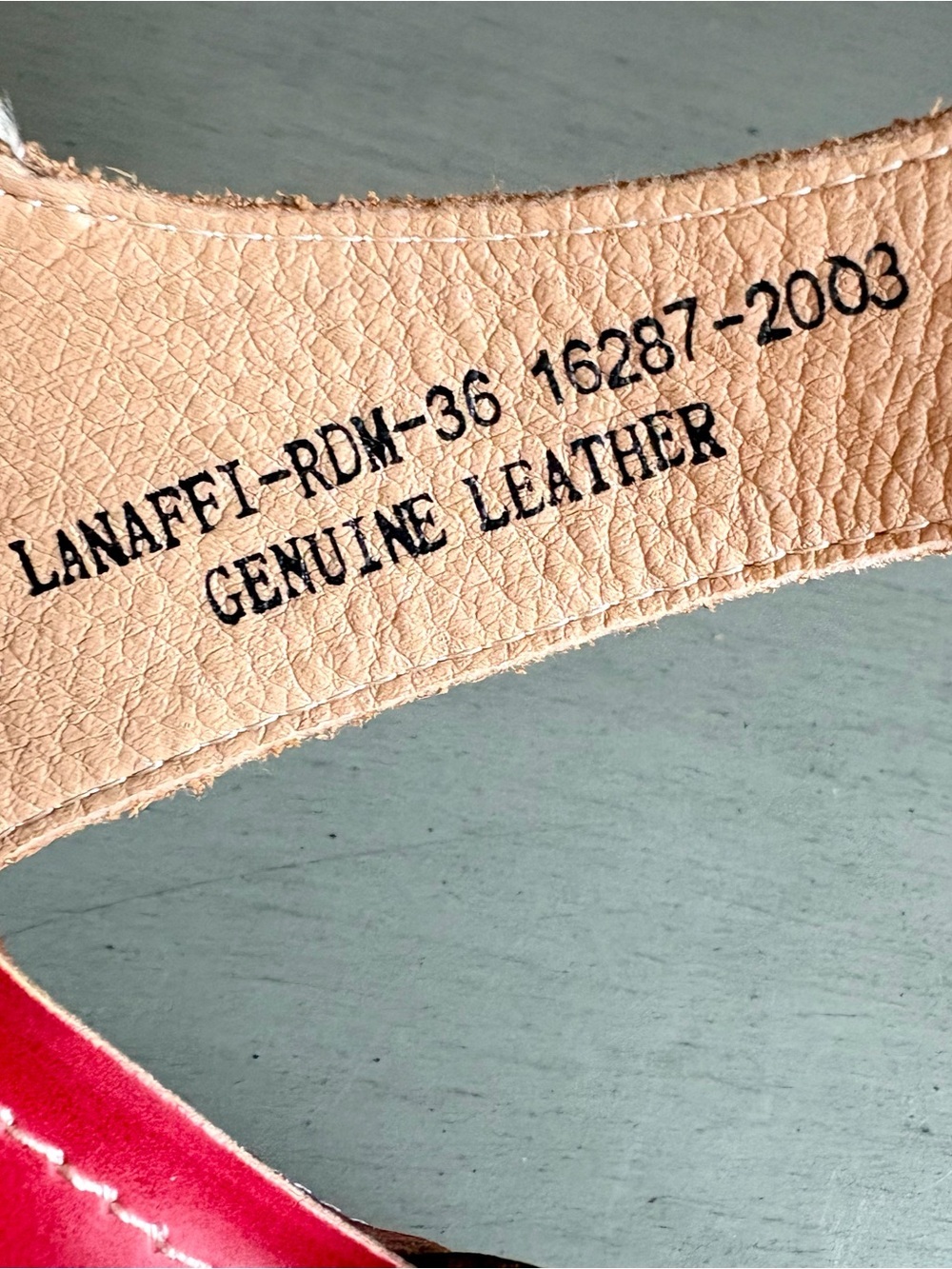 L'Artiste Spring Step Lanaffi Red Leather Embossed Wedge Sandal Sz 36 (US 5.5/6) - Picture 13 of 15
